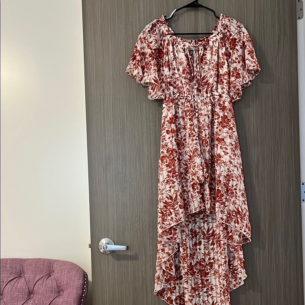 Floral Red and White Women's Romper Dress